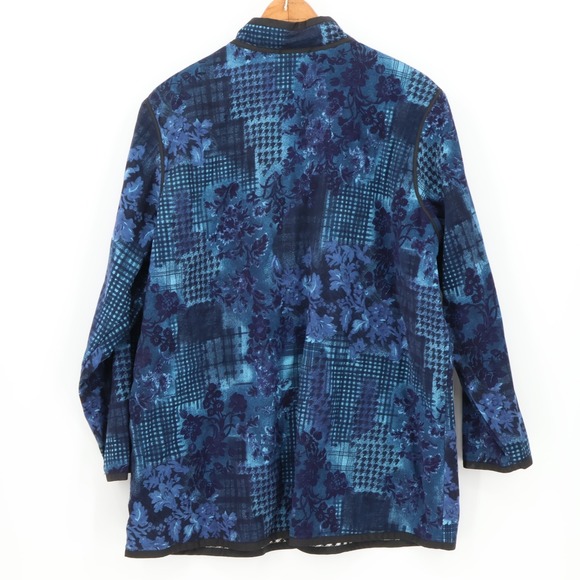 Vintage 90s Koos of Course! Silk‎ Velvet Floral Jacket Reversible Plus Size 1X - Picture 4 of 16